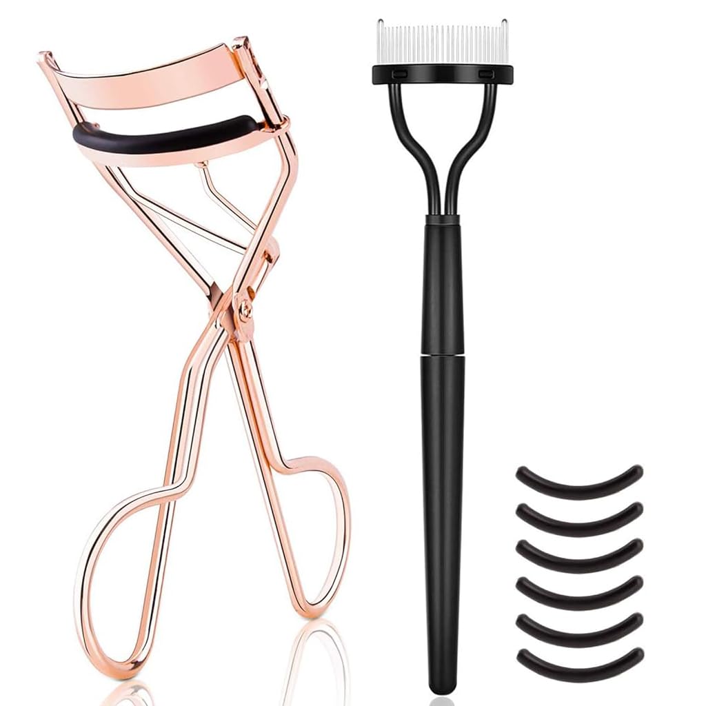 MAYCREATE Eyelash Curler for Women Lash Curler Kit, Includes Metal Eyelashes Curler, Folding Separator Comb & 6 Replacement Rubber Refill Pads Combo Kit MAYCREATE Eyelash Curler for Women Lash Curler Kit, Includes Metal Eyelashes Curler, Folding Separator Comb & 6 Replacement Rubber Refill Pads Combo Kit